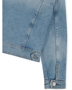 DL1961 KIDS Manning Frayed Denim Trucker Jacket - ブルー - サムネイル4
