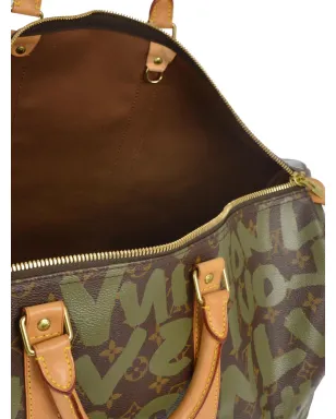 Louis Vuitton ビンテージ x スティーブン・スプラウス 2001 Keepall 50 トラベルバッグ - グリーン - サムネイル4