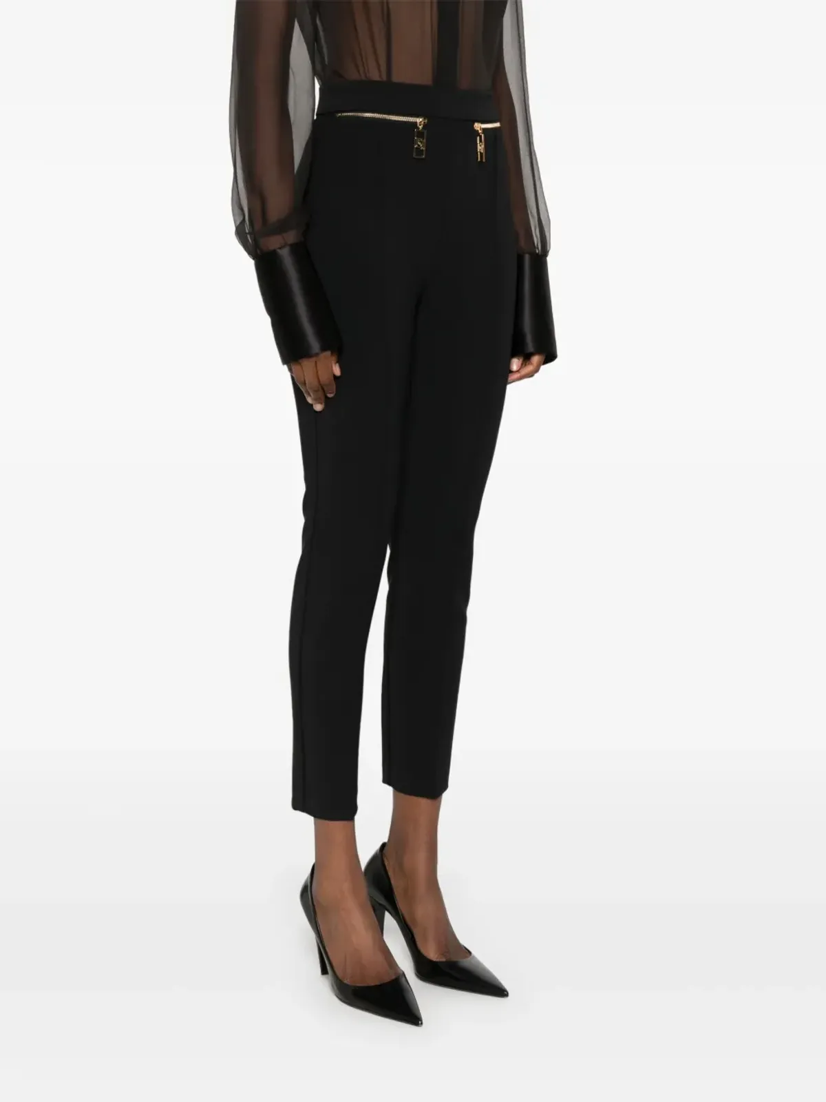 Elisabetta Franchi ストレートレッグ クレープパンツ ブラック - 画像3