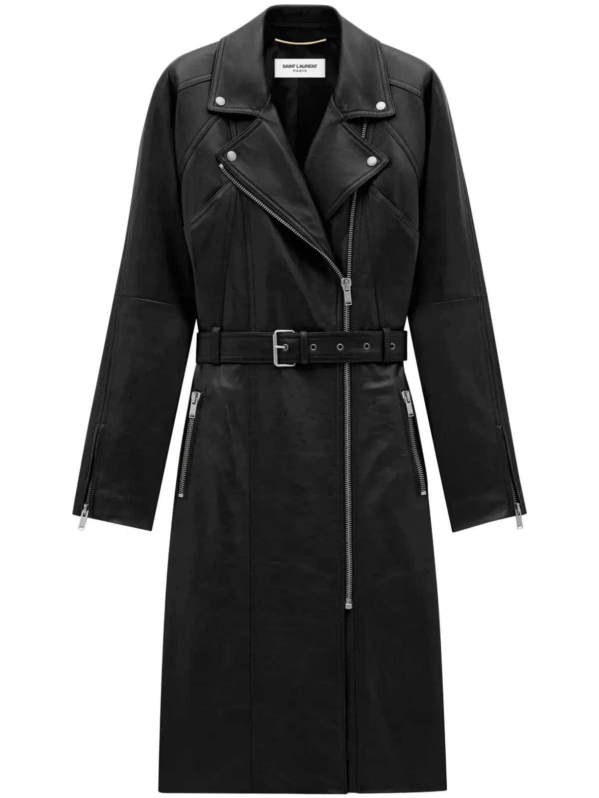 Saint Laurent レザーコート ブラック - 画像1