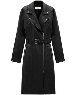 Saint Laurent レザーコート ブラック - サムネイル1