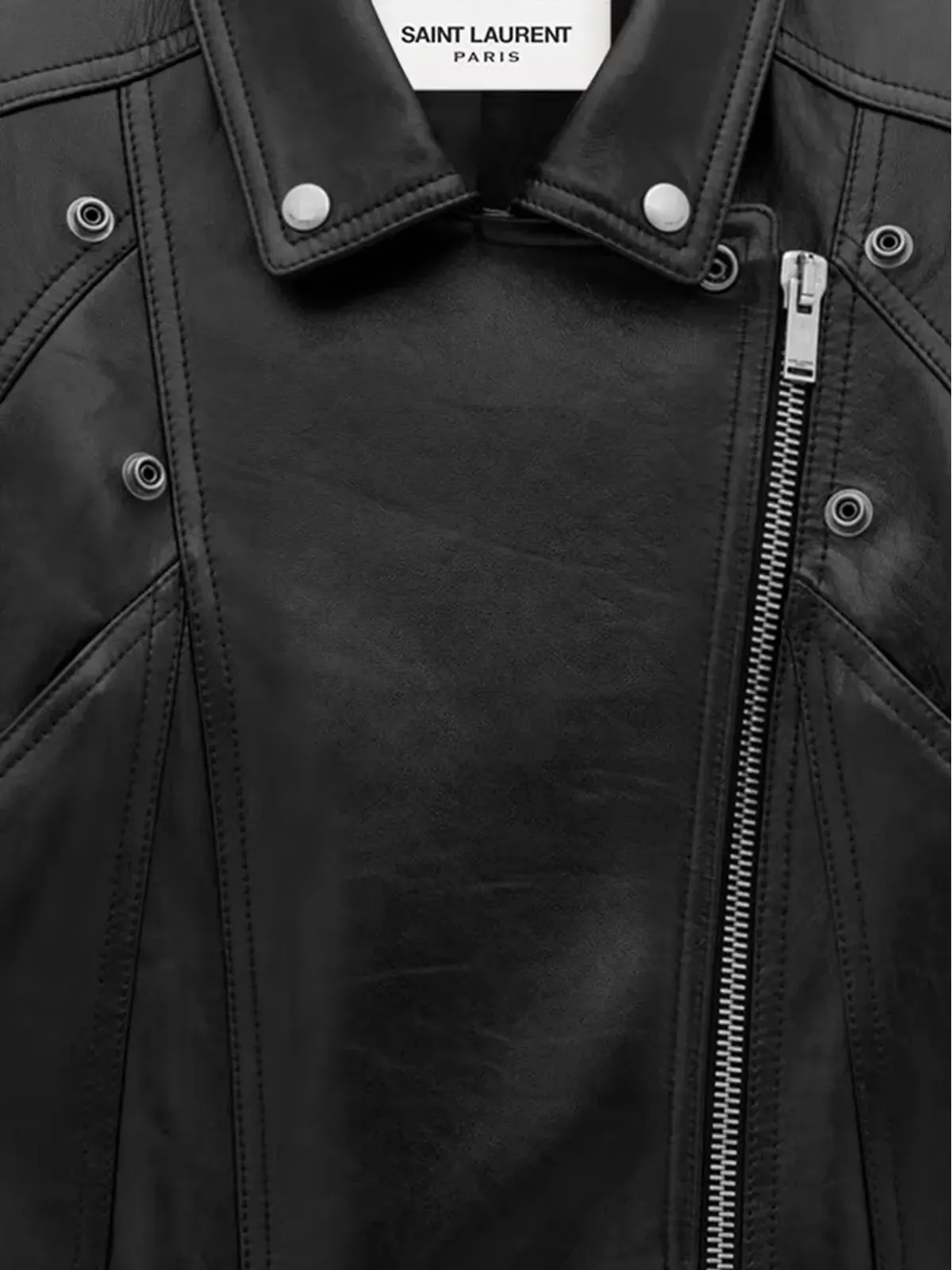 Saint Laurent レザーコート ブラック - 画像3