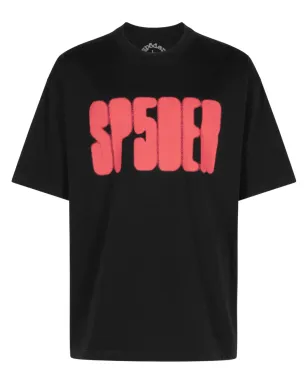 SP5DER フォーカスド ロゴ ブラック Tシャツ - サムネイル1