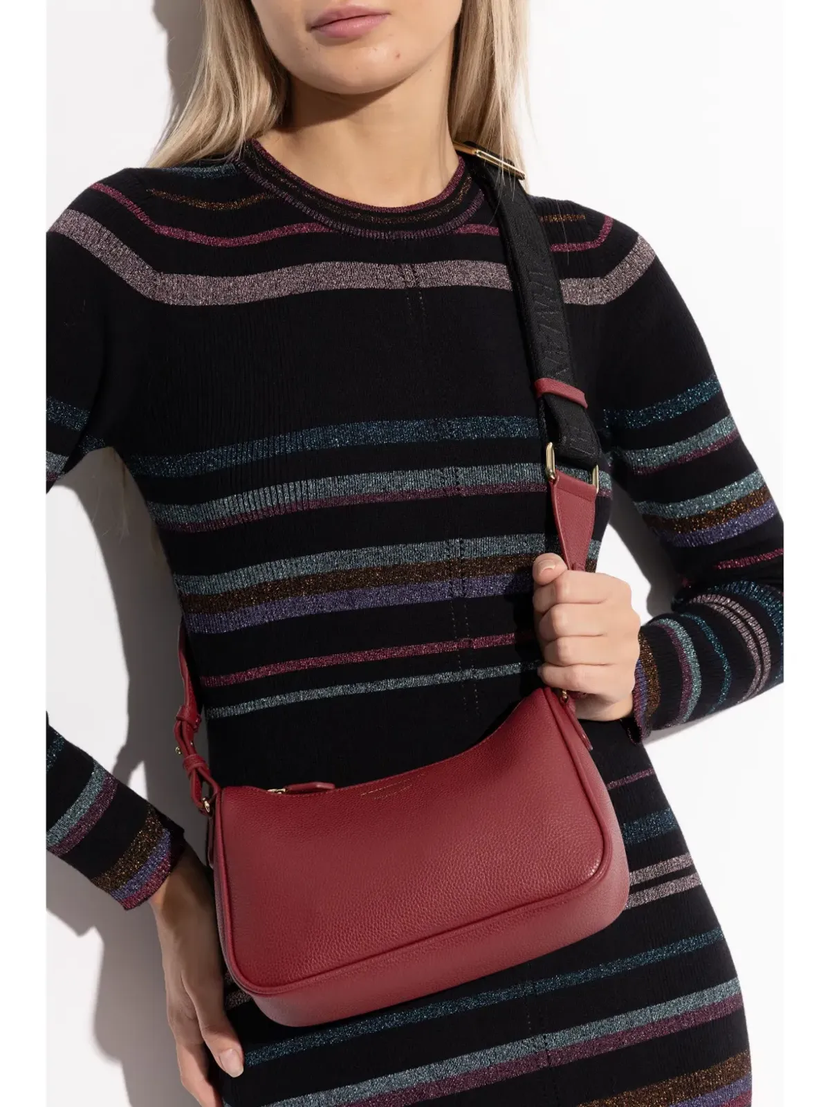 Emporio Armani 鹿柄プリント クロスボディバッグ レッド - 画像2