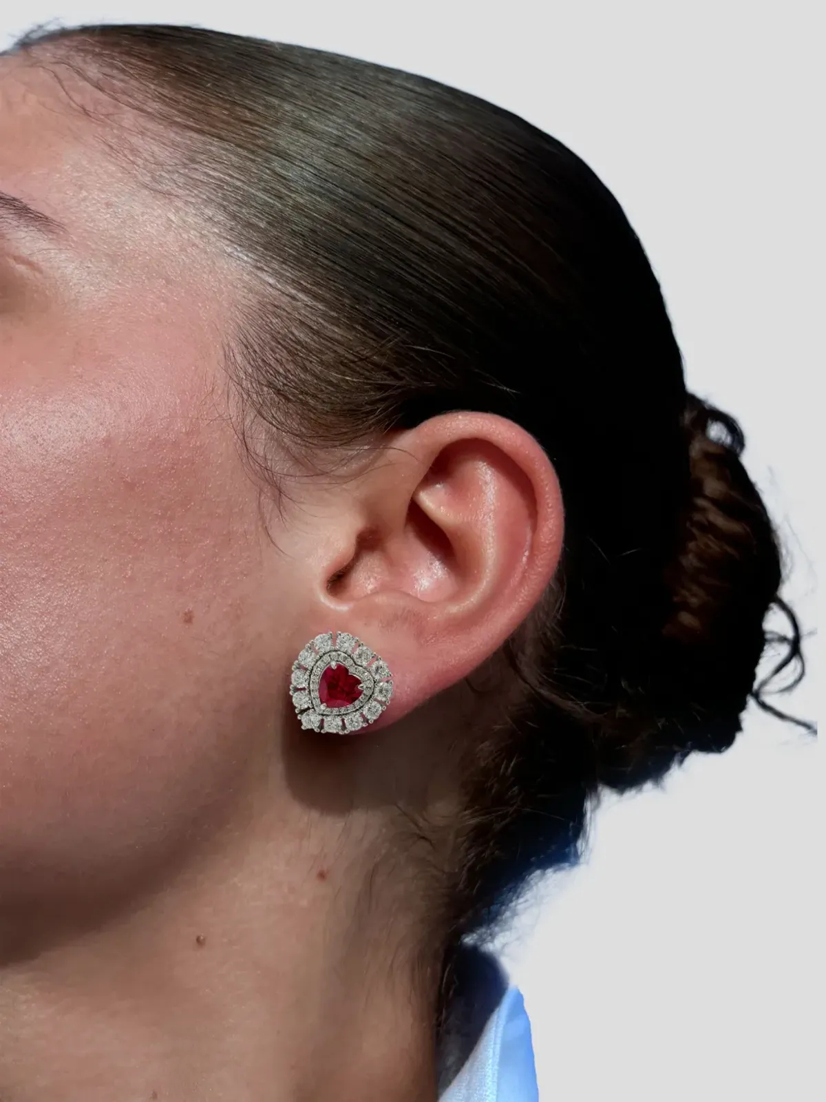 Juwelina Paris エンバー ルビー スタッドピアス - シルバー - 画像2