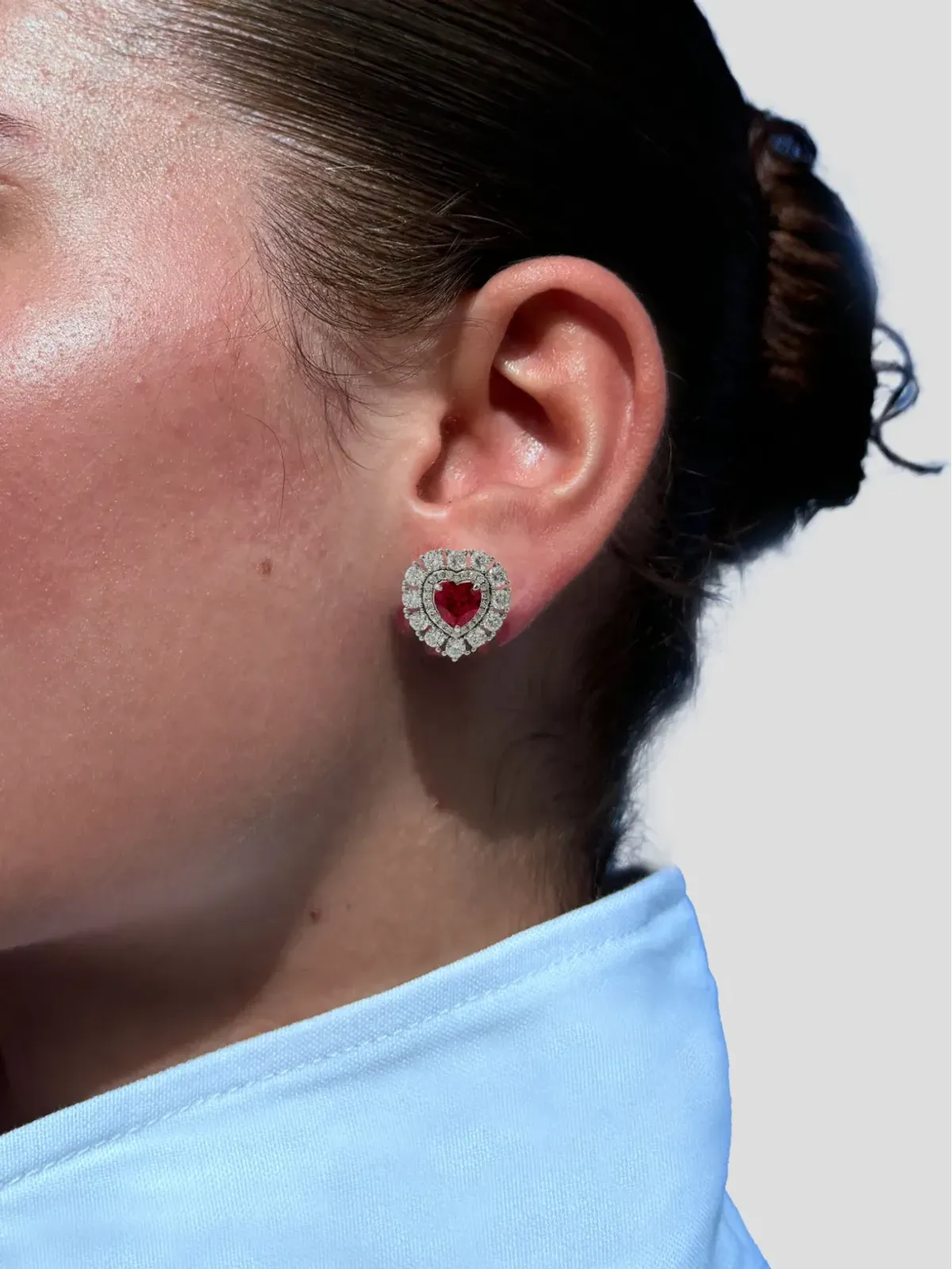 Juwelina Paris エンバー ルビー スタッドピアス - シルバー - 画像3