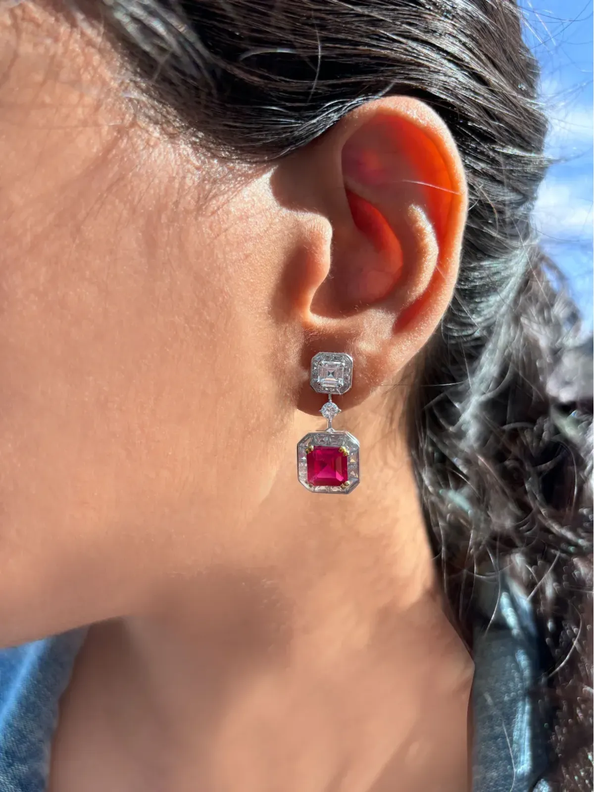 Juwelina Paris カーニバル ルビー ドロップ ピアス - 画像2