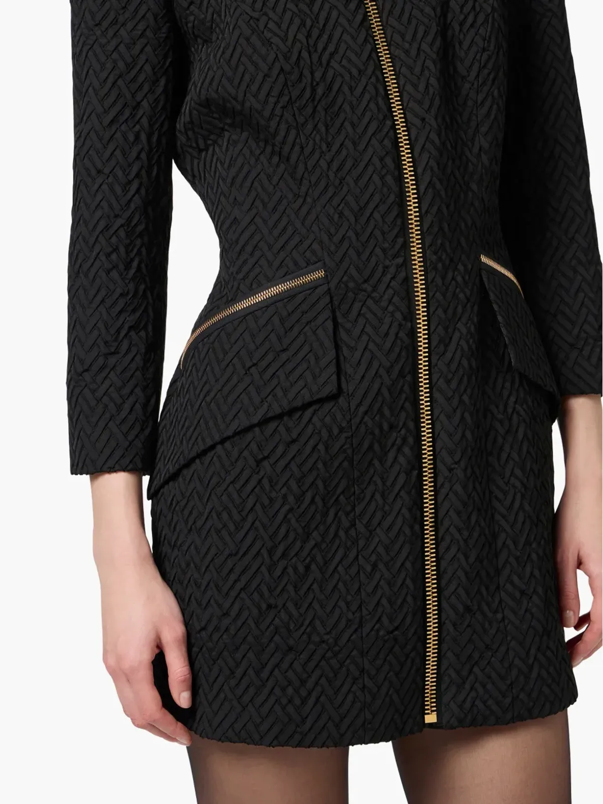 Elisabetta Franchi ヘリンボーン ツイード カクテルドレス - ブラック - 画像4