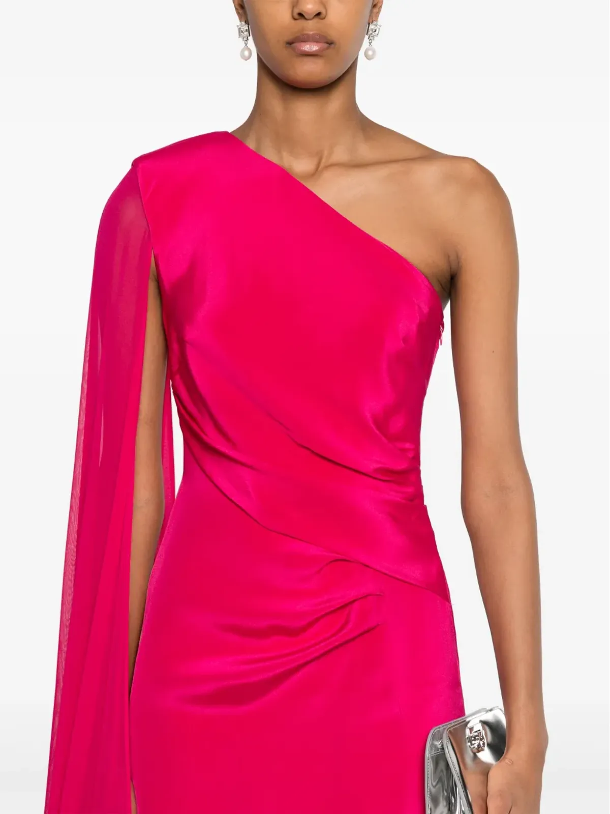 Roland Mouret アシンメトリック シルクガウン（ピンク） - 画像5