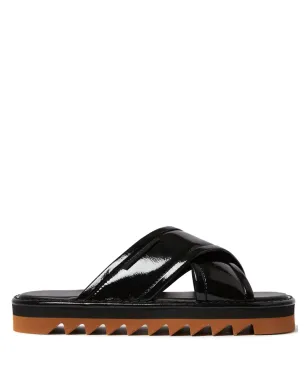 Stella McCartney パテントフィニッシュ スライド ブラック - サムネイル1