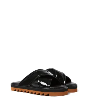 Stella McCartney パテントフィニッシュ スライド ブラック - サムネイル2