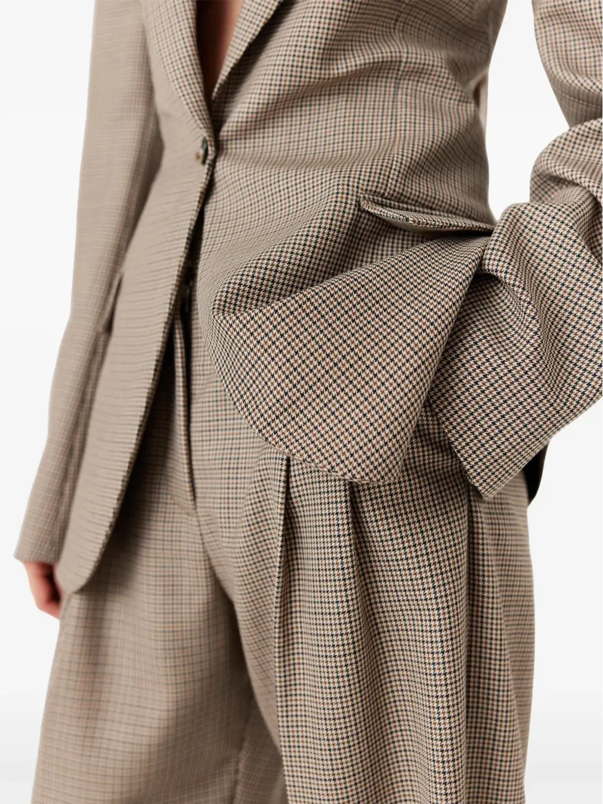 Stella McCartney チェック柄ブレザー ブラウン - 画像4