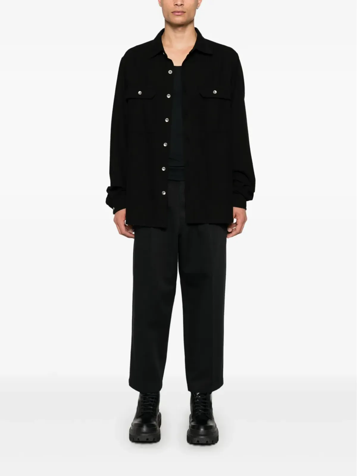 Rick Owens DRKSHDW オーガニックコットン オーバーシャツ ブラック - 画像2