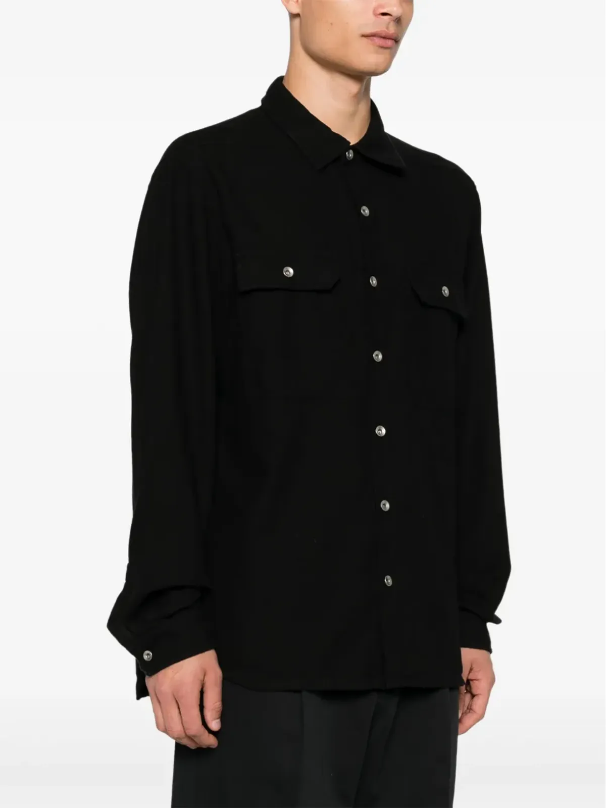 Rick Owens DRKSHDW オーガニックコットン オーバーシャツ ブラック - 画像3