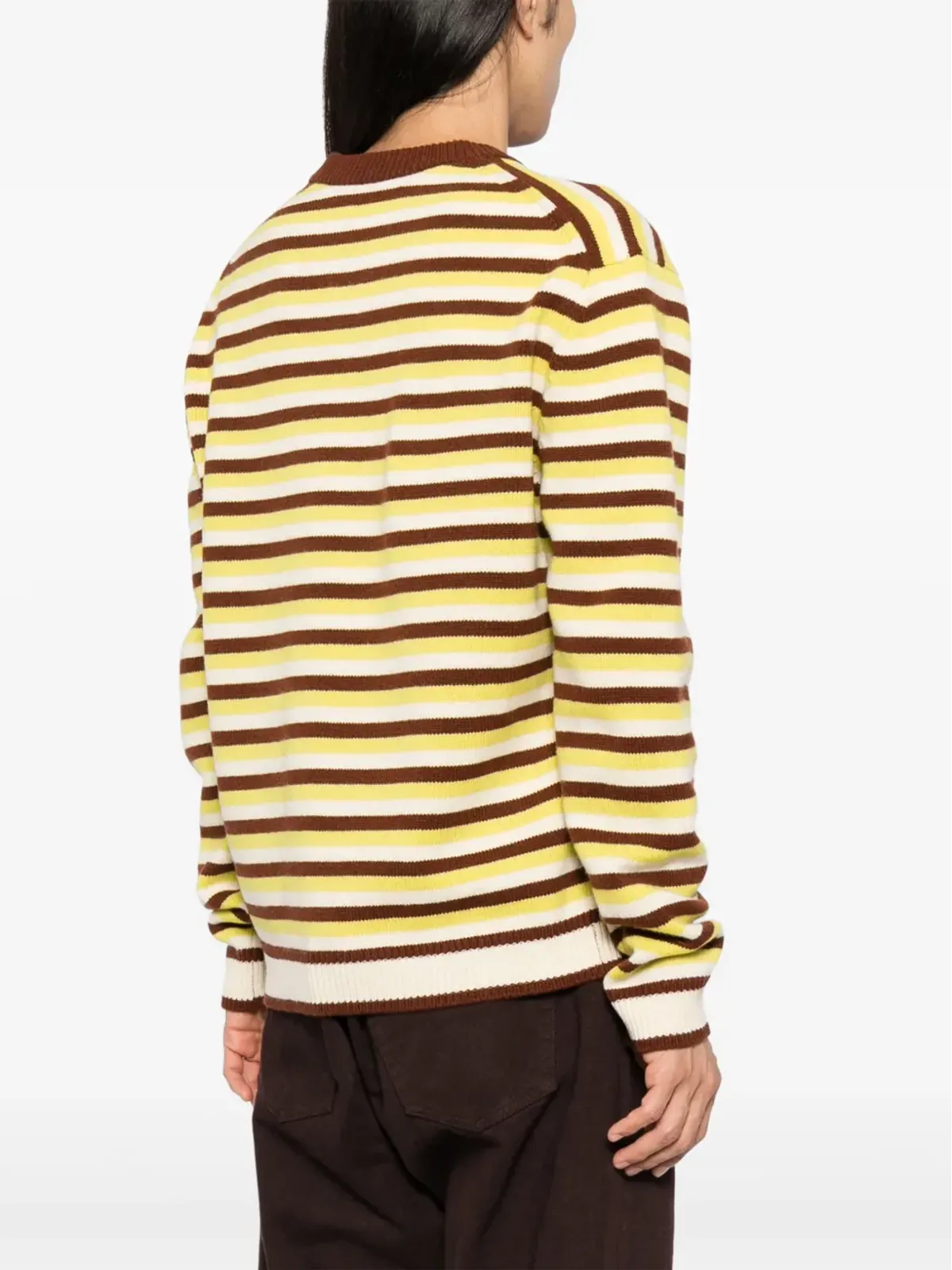 Maison Kitsuné 狐の頭モチーフのインターシャ柄ストライプセーター - 画像4