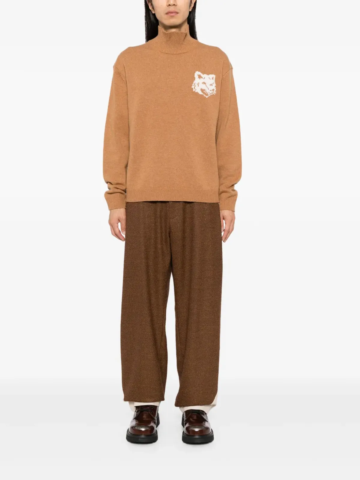 Maison Kitsuné キツネの頭インターシャ柄のコンフォートジャンパー - ニュートラル - 画像2