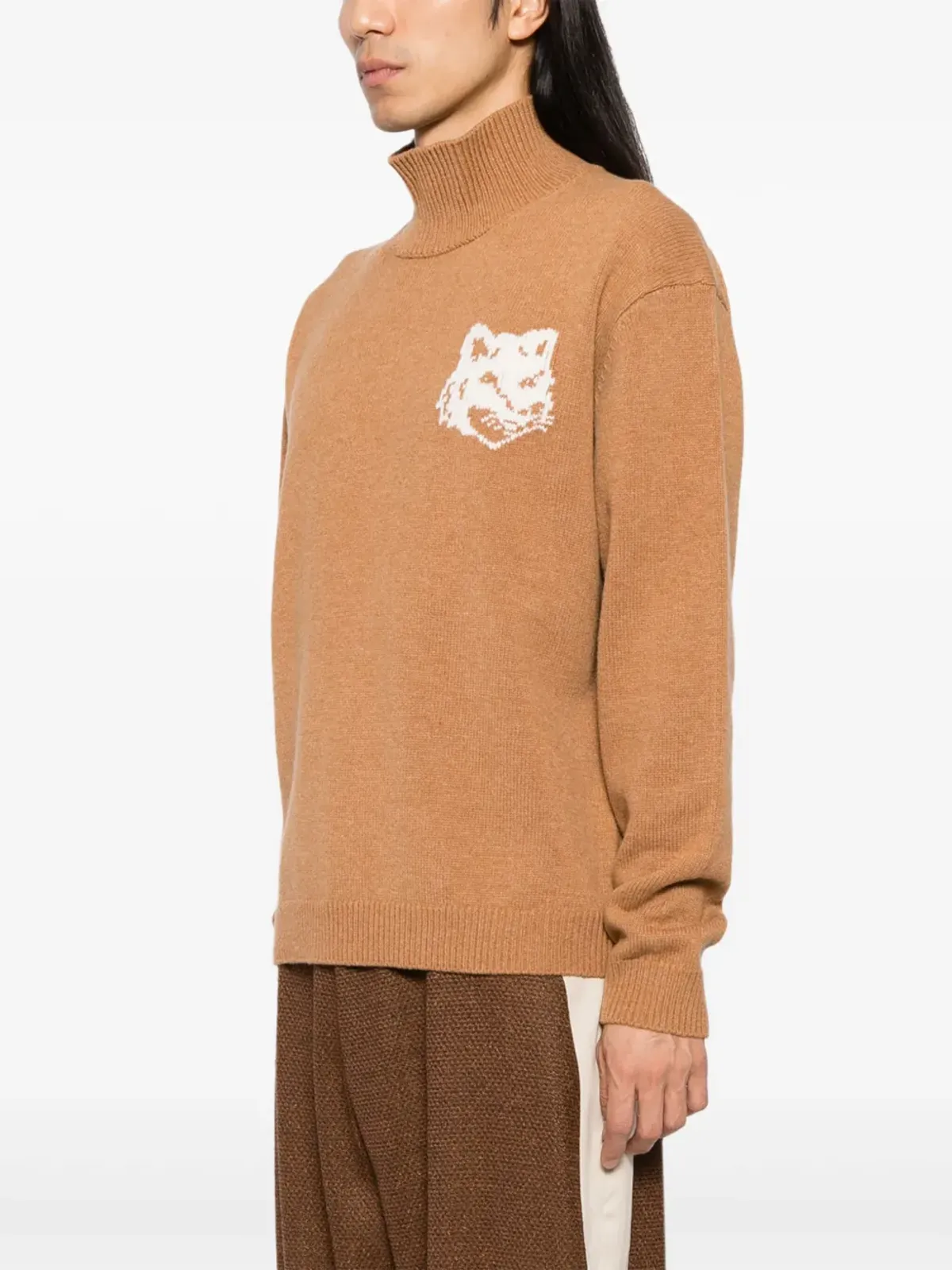 Maison Kitsuné キツネの頭インターシャ柄のコンフォートジャンパー - ニュートラル - 画像3