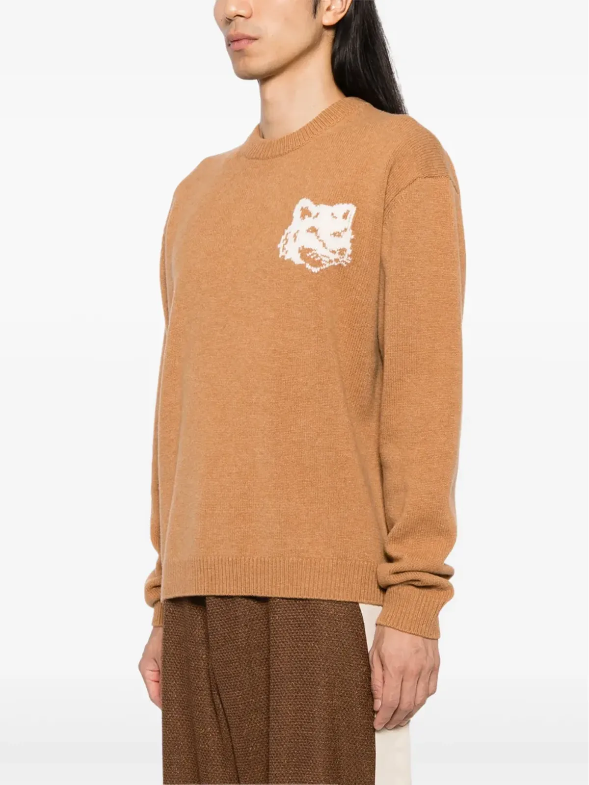 Maison Kitsuné フォックスヘッド インターシャ ジャンパー - ニュートラルカラー - 画像3