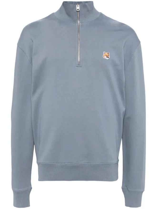 Maison Kitsuné Maison Kitsuné フォックスヘッドパッチ ハーフジップ スウェットシャツ - ブルーの商品画像