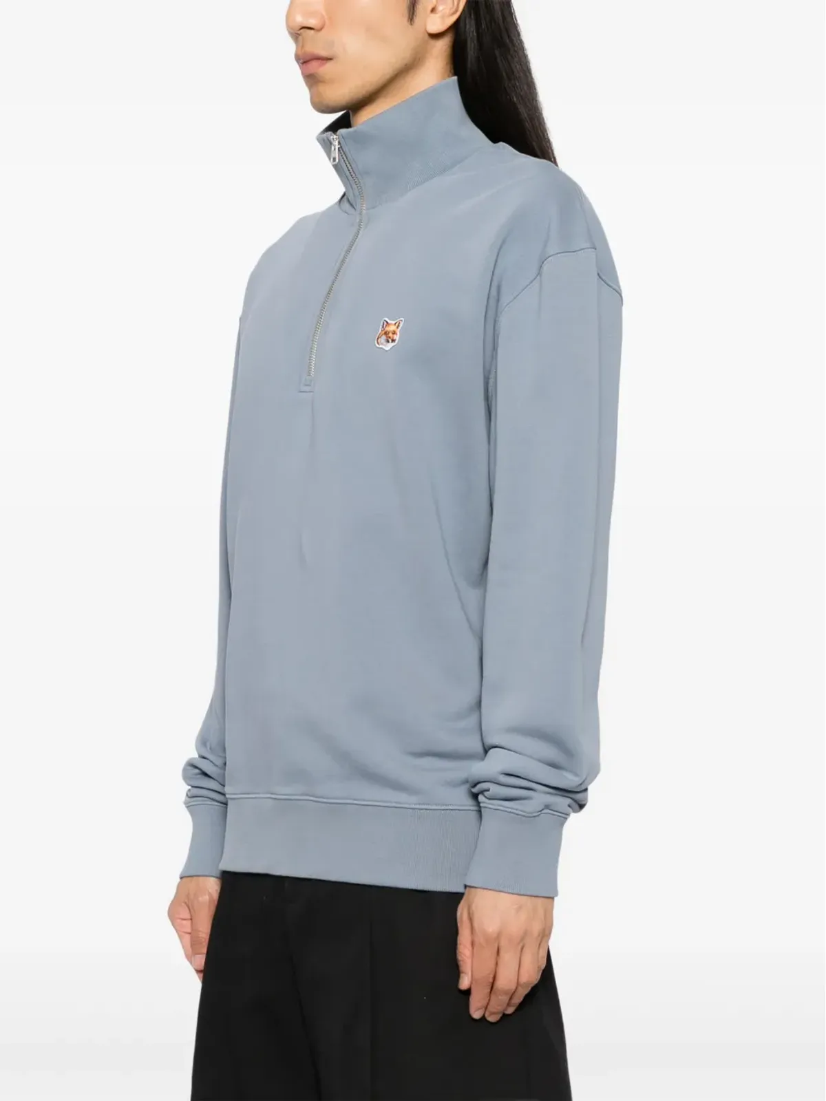 Maison Kitsuné フォックスヘッドパッチ ハーフジップ スウェットシャツ - ブルー - 画像3