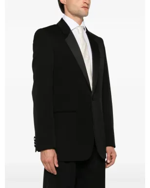 Saint Laurent グレイン・ド・プードル タキシードブレザー - ブラック - サムネイル3