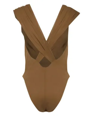 Saint Laurent クロスデザインのボディースーツ ブラウン - サムネイル2