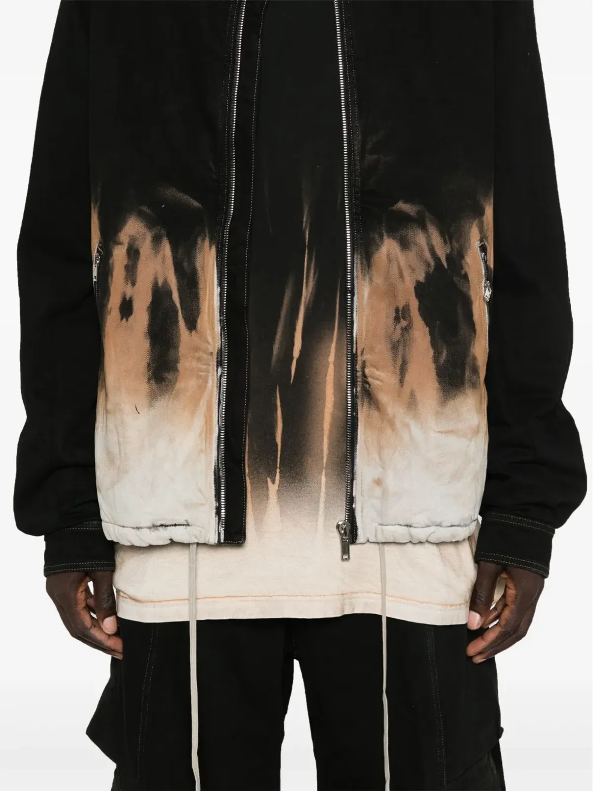 Rick Owens DRKSHDW タイダイ柄デニムジャケット - ブラック - 画像5