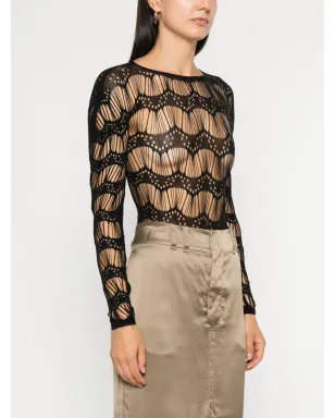 Saint Laurent ラダー編みジャージー ボディスーツ - サムネイル3