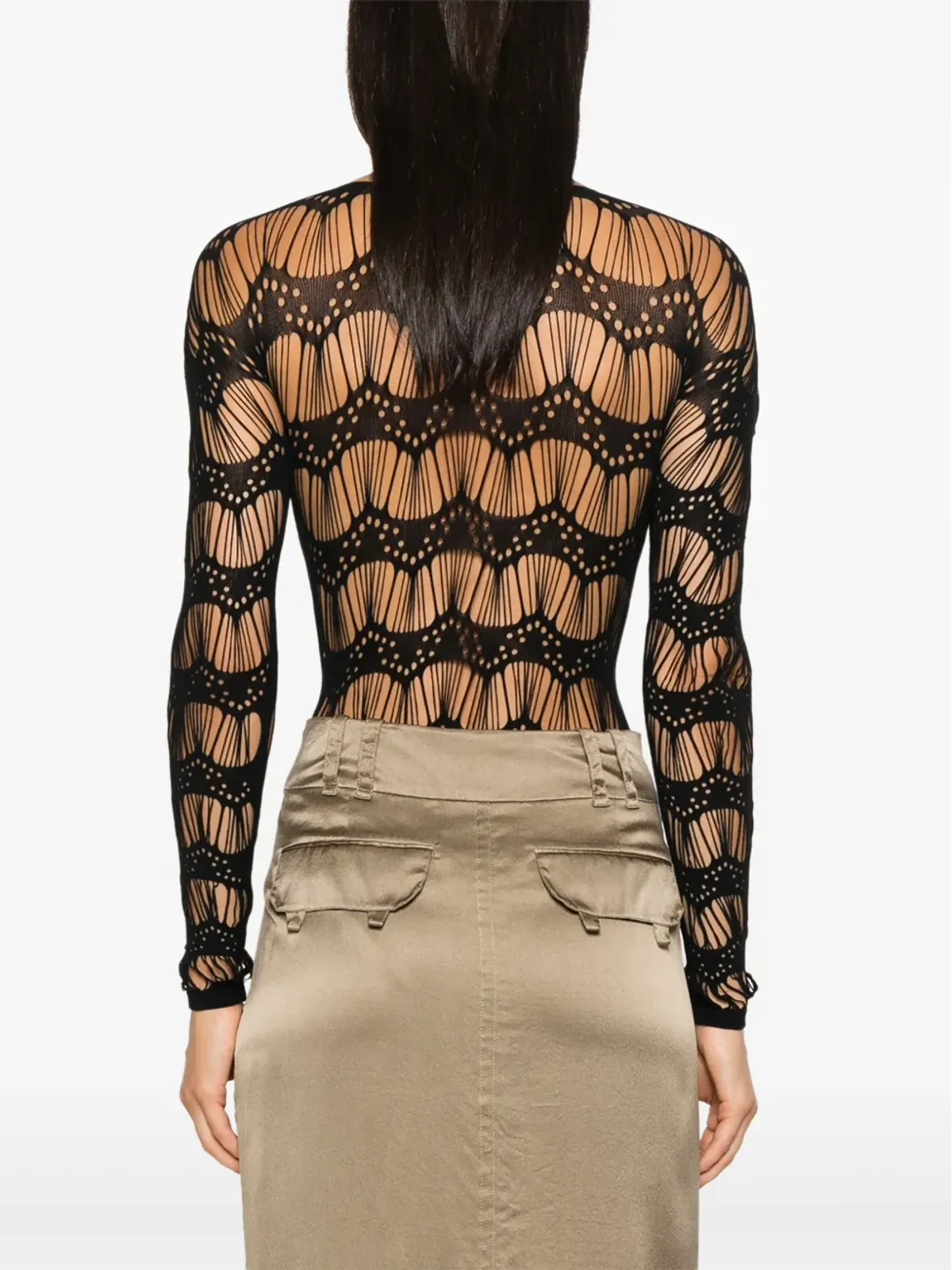 Saint Laurent ラダー編みジャージー ボディスーツ - 画像4