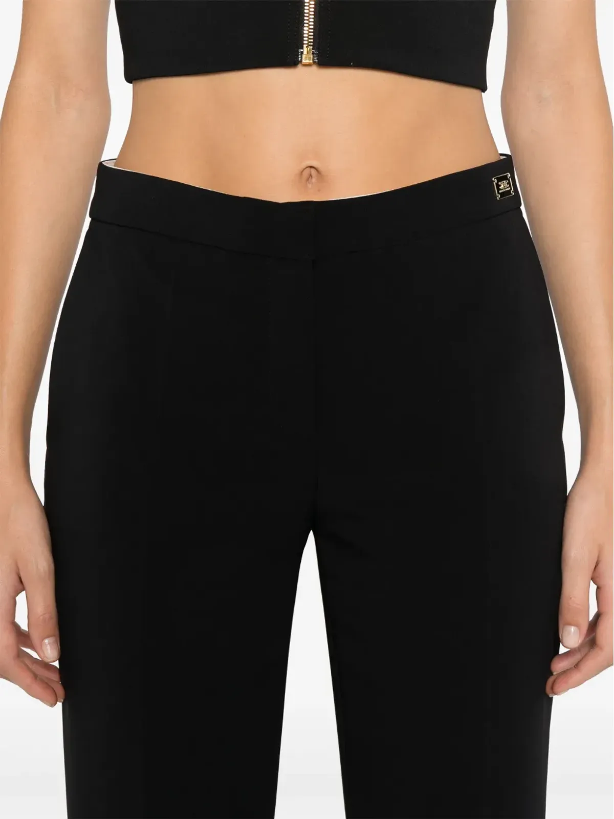 Elisabetta Franchi スリット入りクレープパンツ - ブラック - 画像5