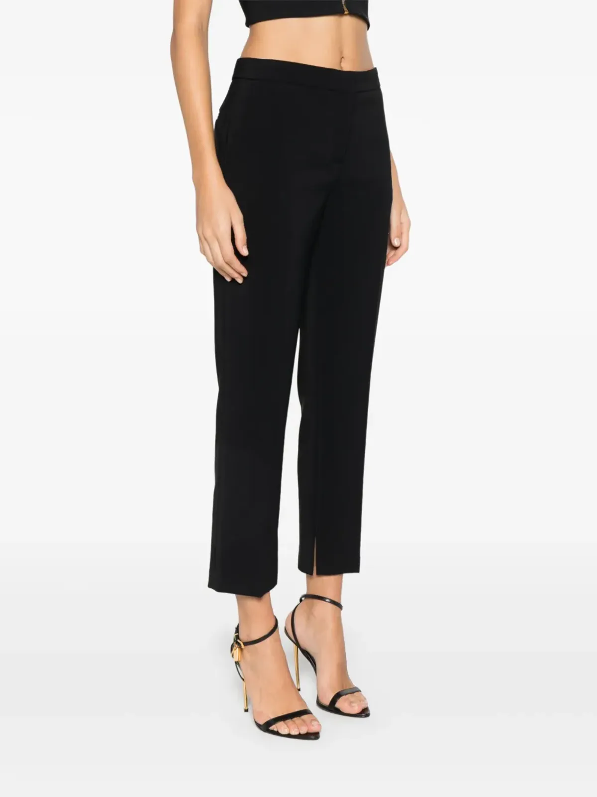 Elisabetta Franchi スリット入りクレープパンツ - ブラック - 画像3