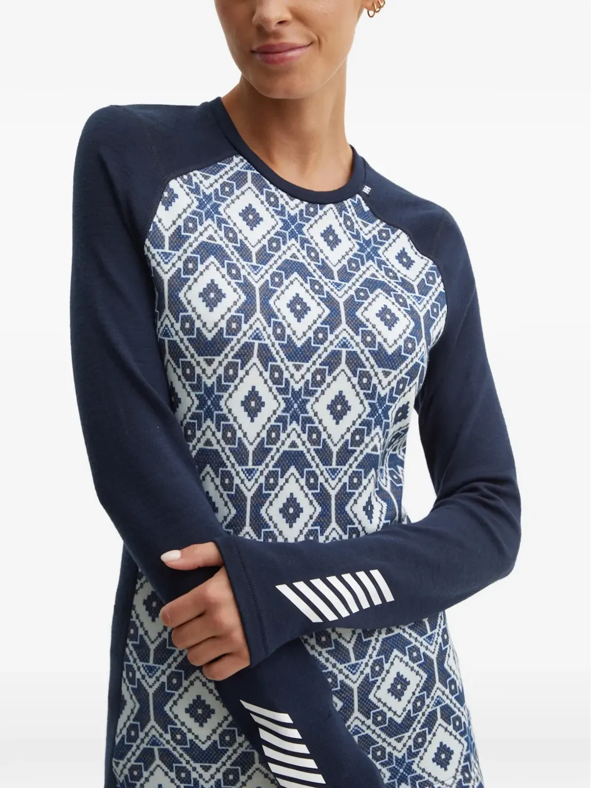 Helly Hansen パターン入りベースレイヤートップ - ブルー - 画像2