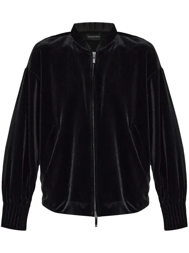 Emporio Armani Emporio Armani ベルベット ボンバー ジャケット - ブラックの商品画像