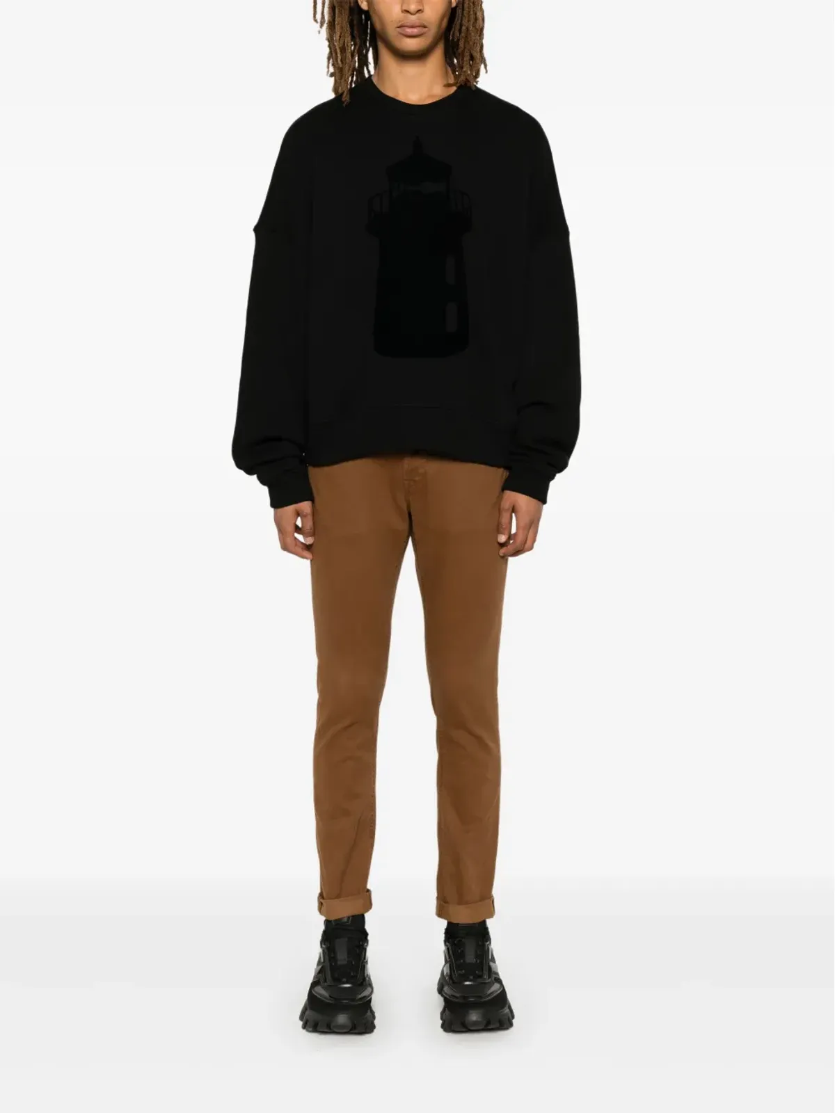 Emporio Armani ブラック フロッキーモチーフ スウェットシャツ - 画像2