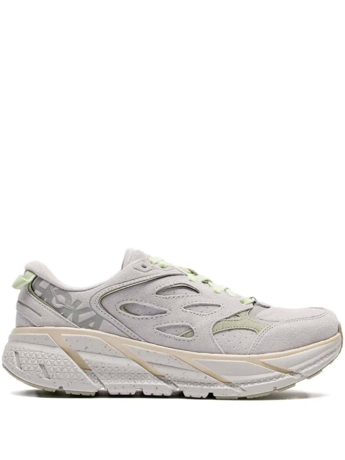 HOKA Clifton L スエード グレー スニーカー - 画像1