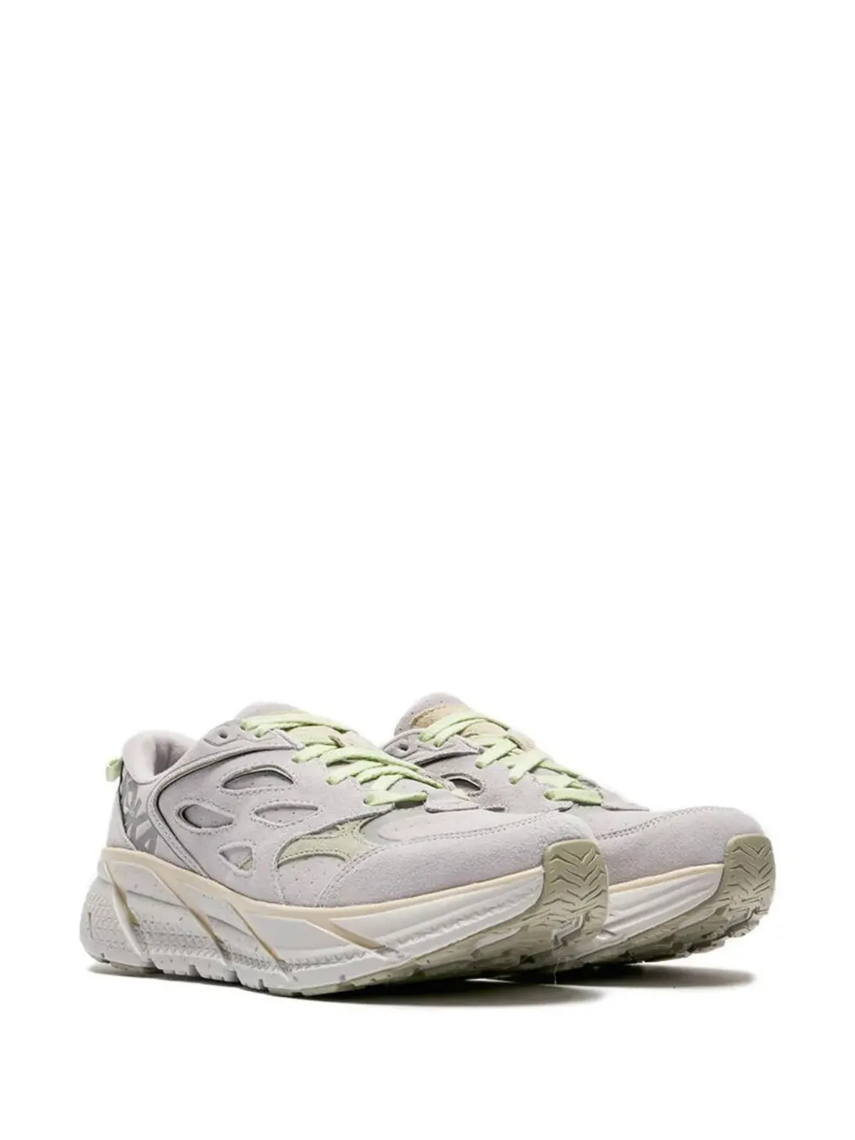 HOKA Clifton L スエード グレー スニーカー - 画像2