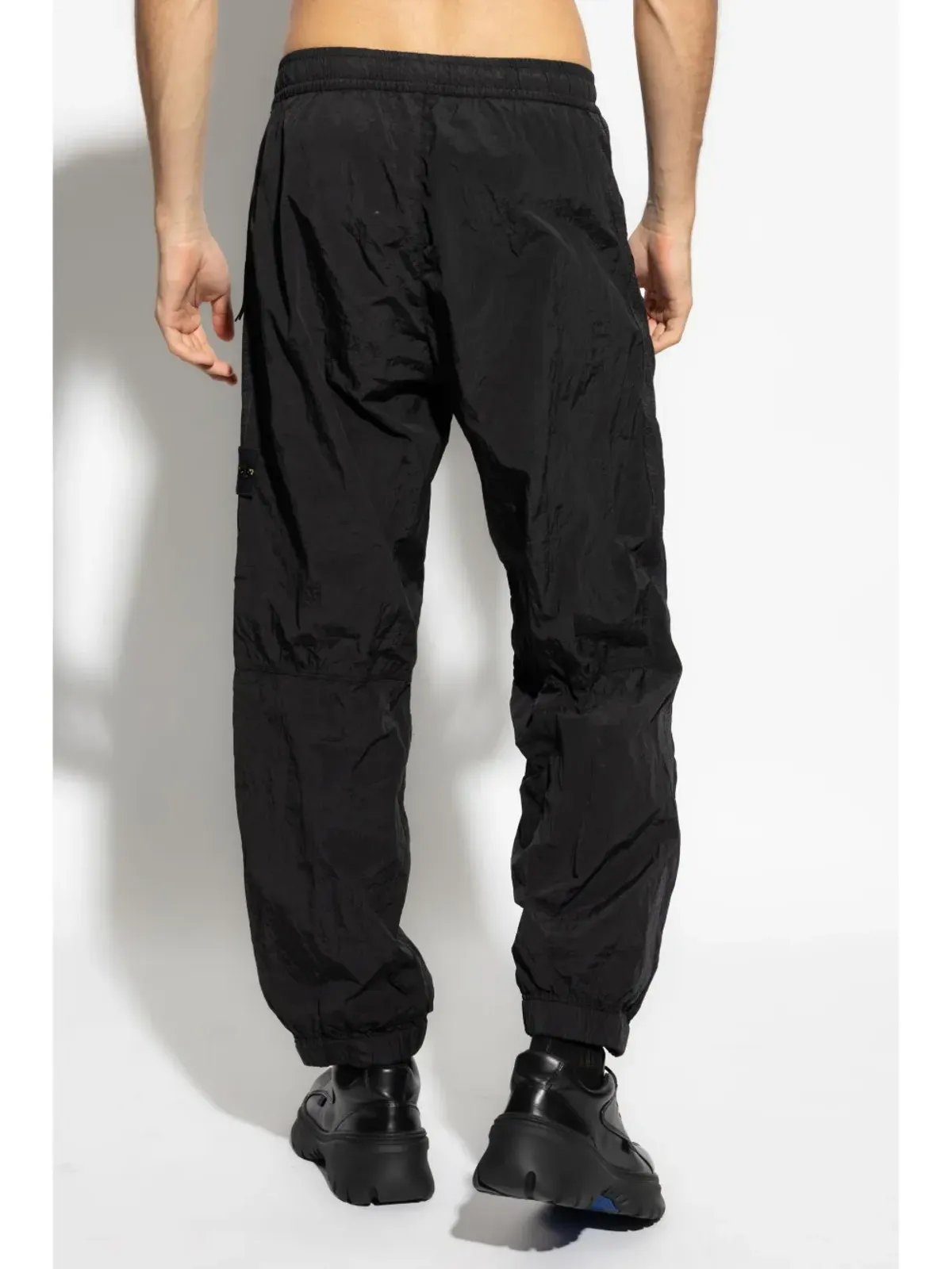 Stone Island ロゴパッチ付きエラスティックウエスト トラックパンツ ブラック - 画像4