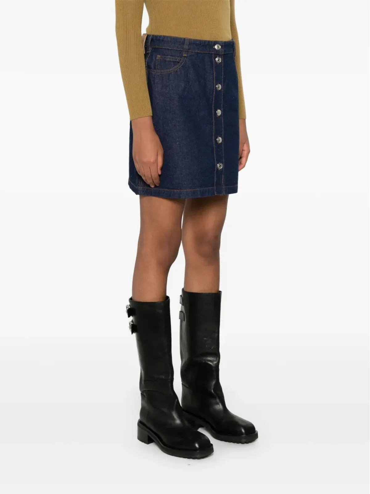 Maison Kitsuné ボタンアップ デニム ミニスカート - Blue - 画像3