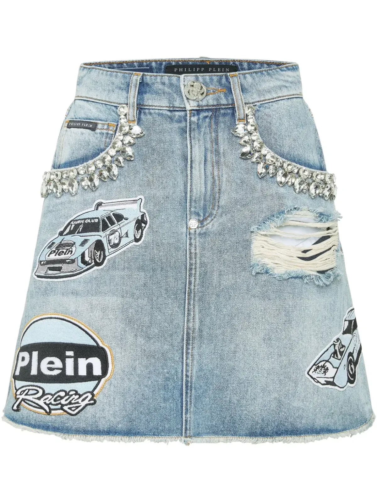 Philipp Plein ストーンズ・カー・レーシング スカート ブルー - 画像1