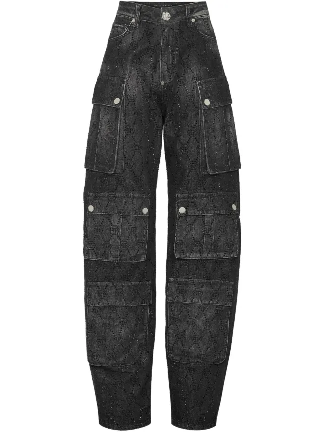 Philipp Plein Philipp Plein カーゴモノグラムストラスジーンズの商品画像