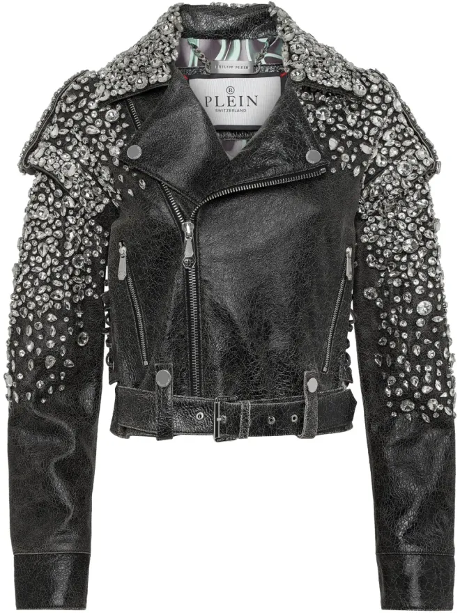 Philipp Plein Philipp Plein レザー クロップドジャケットの商品画像