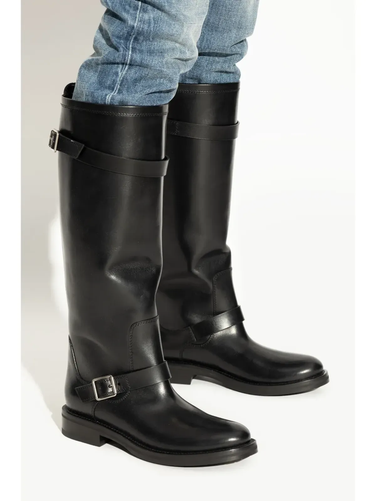 Saint Laurent アーモンドトゥ レザー ブーツ - 画像2