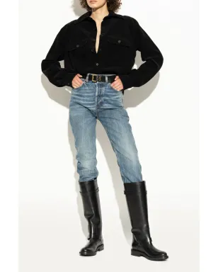 Saint Laurent アーモンドトゥ レザー ブーツ - サムネイル3