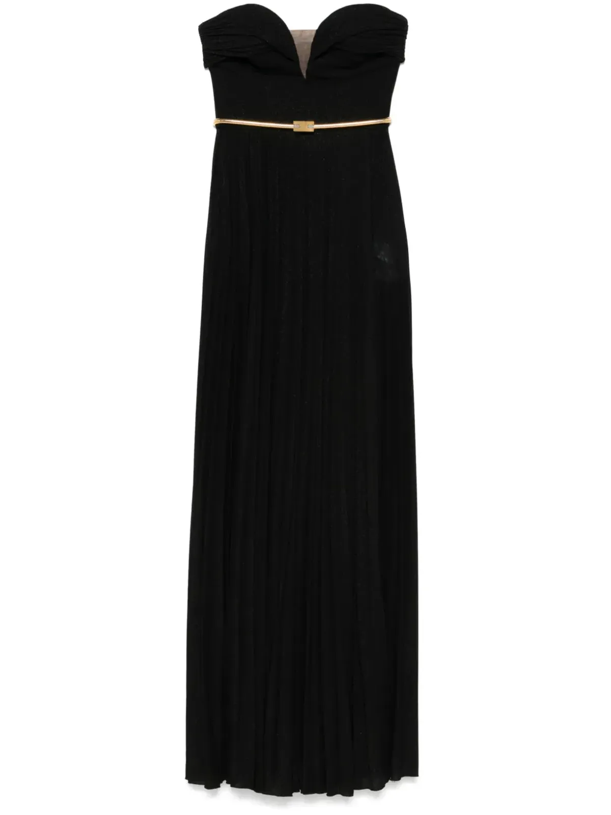 Elisabetta Franchi プリーツ入りルレックスマキシドレス - ブラック - 画像1