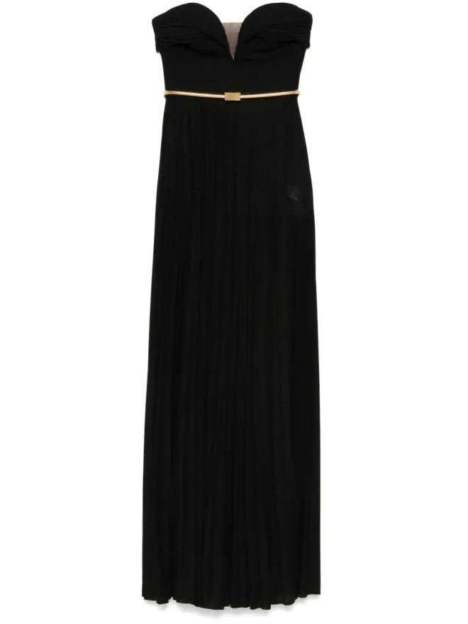 Elisabetta Franchi Elisabetta Franchi プリーツ入りルレックスマキシドレス - ブラックの商品画像