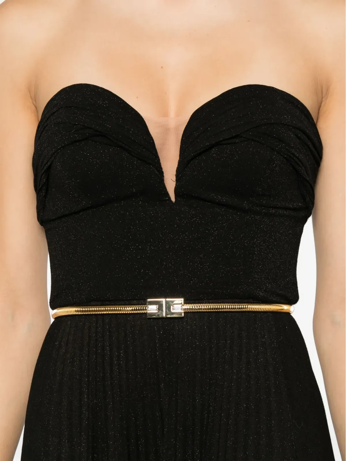 Elisabetta Franchi プリーツ入りルレックスマキシドレス - ブラック - 画像5