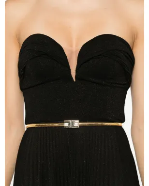 Elisabetta Franchi プリーツ入りルレックスマキシドレス - ブラック - サムネイル5