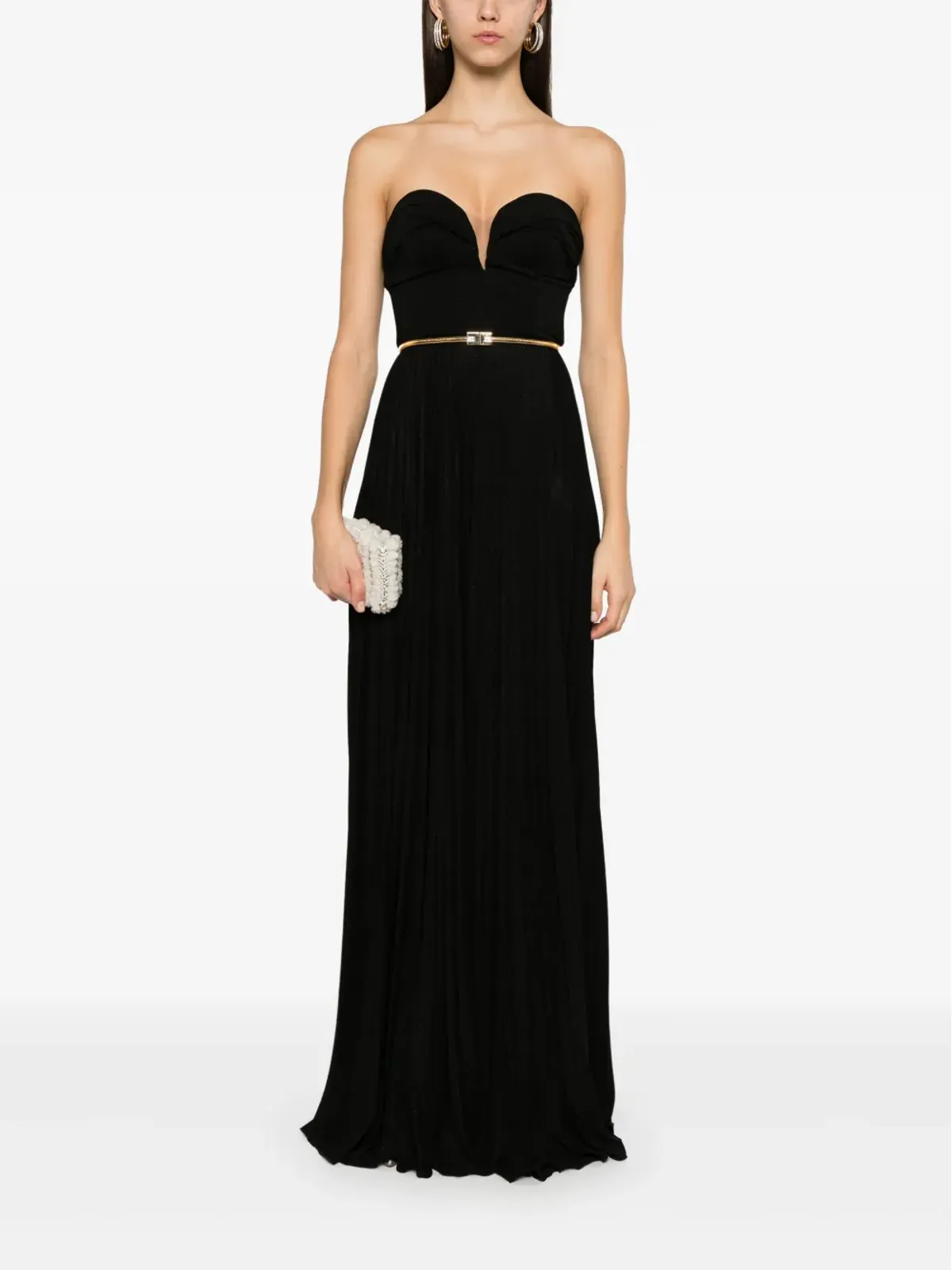 Elisabetta Franchi プリーツ入りルレックスマキシドレス - ブラック - 画像2