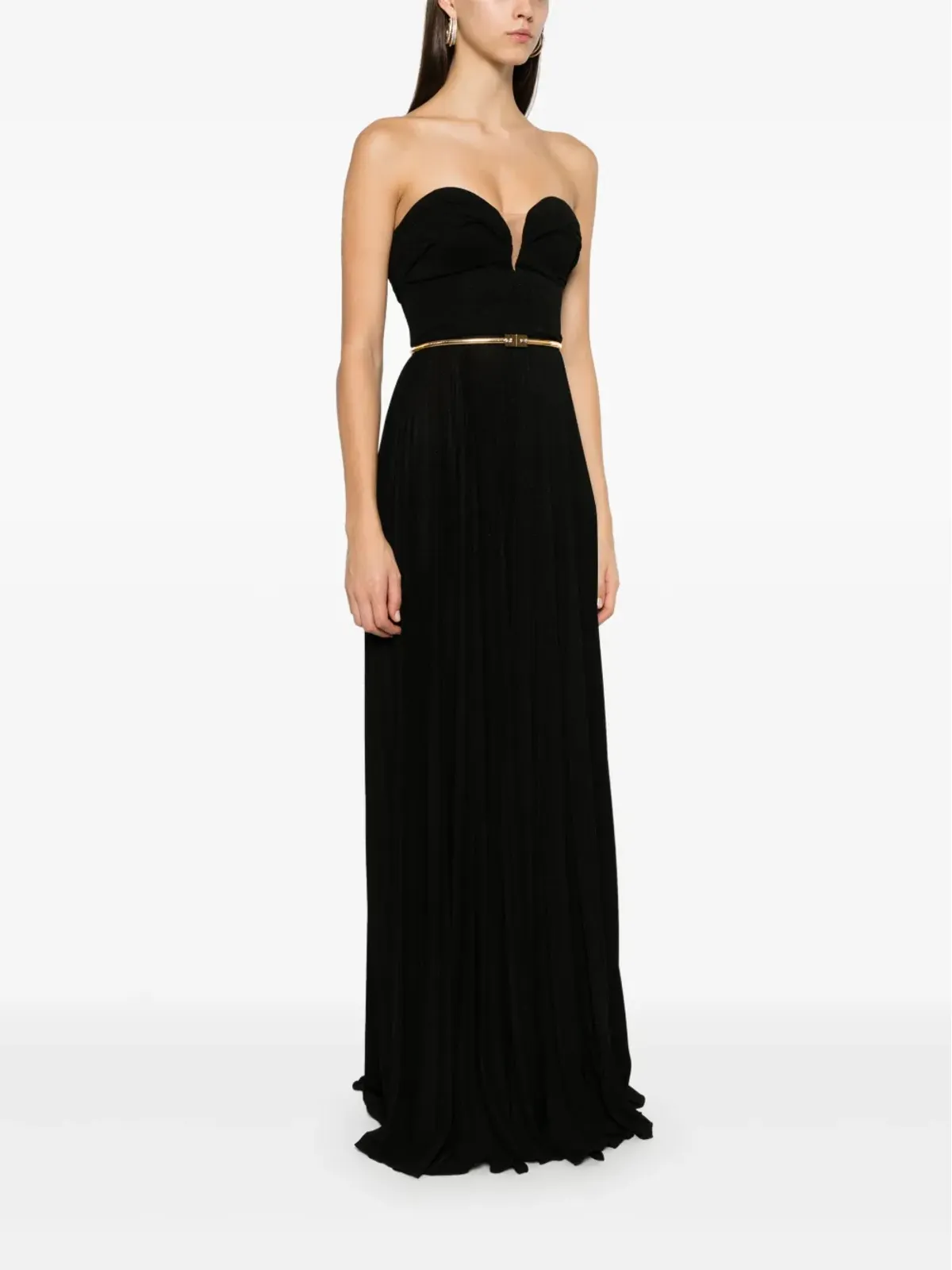Elisabetta Franchi プリーツ入りルレックスマキシドレス - ブラック - 画像3