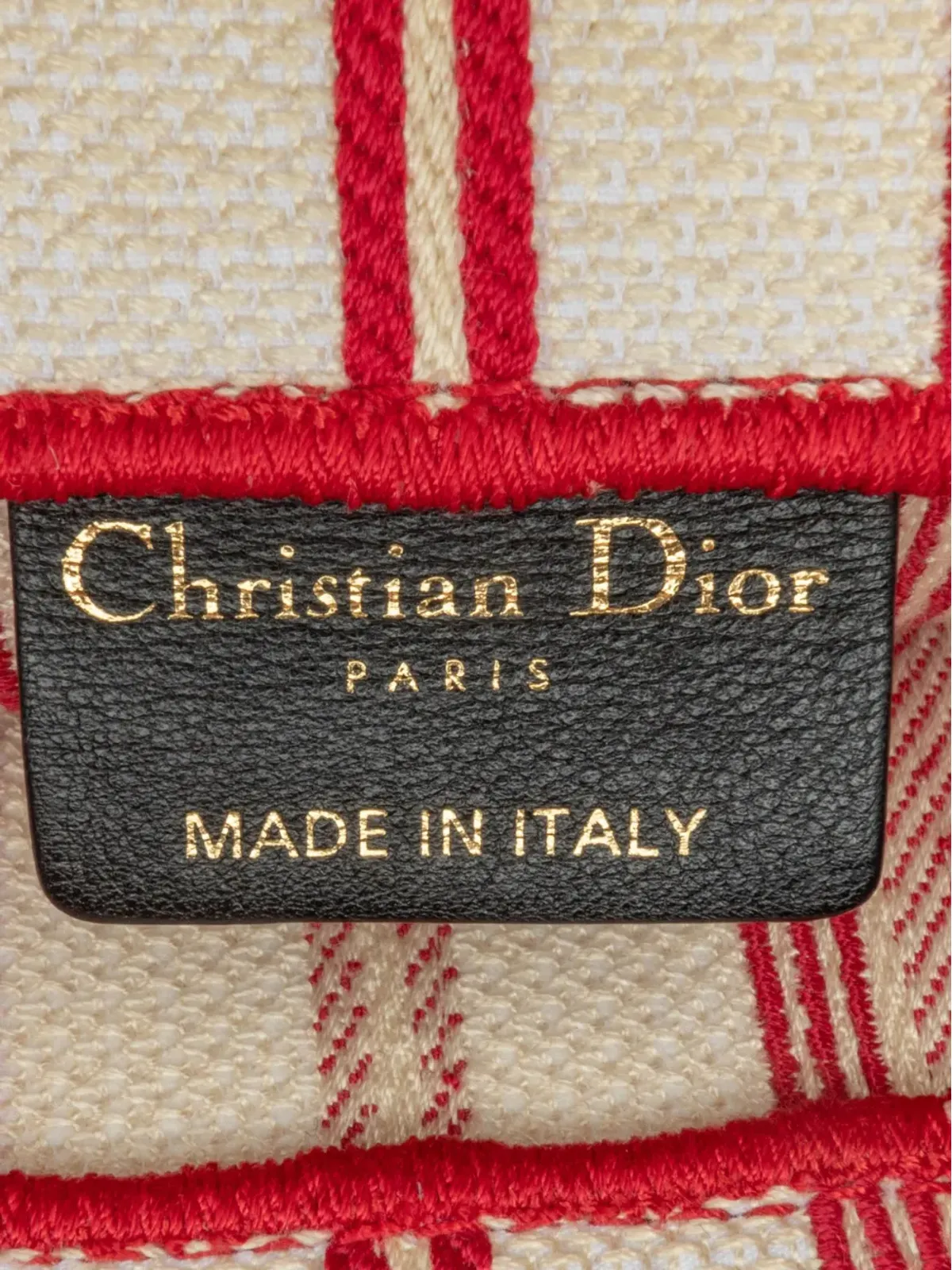 Christian Dior ビンテージ 大きめストライプ入りブックトートバッグ レッド - 画像5
